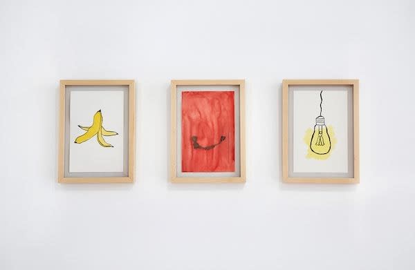 MK Guth, Joke Series (Banana Peel, Clown Mouth, How Many Lightbulbs Does It Take), 2019