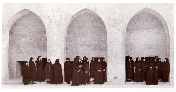 Shirin Neshat, Soliloquy Series (Veiled Women in Three Arches), 1999