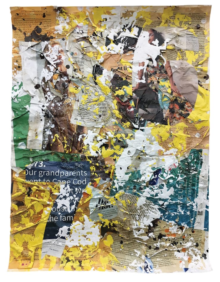 Samuel E Vazquez #39, 2017 Found materials, acrylic, graphite, ink, and latex on paper H24 X W18 inches Signed and dated verso