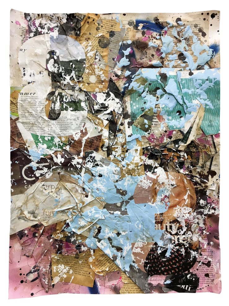 Samuel E Vazquez #46, 2017 Found materials, acrylic, graphite, ink, and latex on paper H24 X W18 inches Signed and dated verso