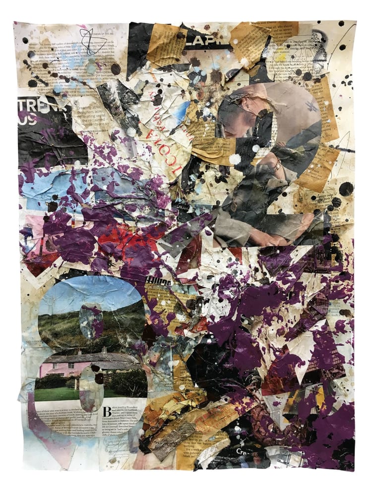 Samuel E Vazquez #45, 2017 Found materials, acrylic, graphite, ink, and latex on paper H24 X W18 inches Signed and dated verso