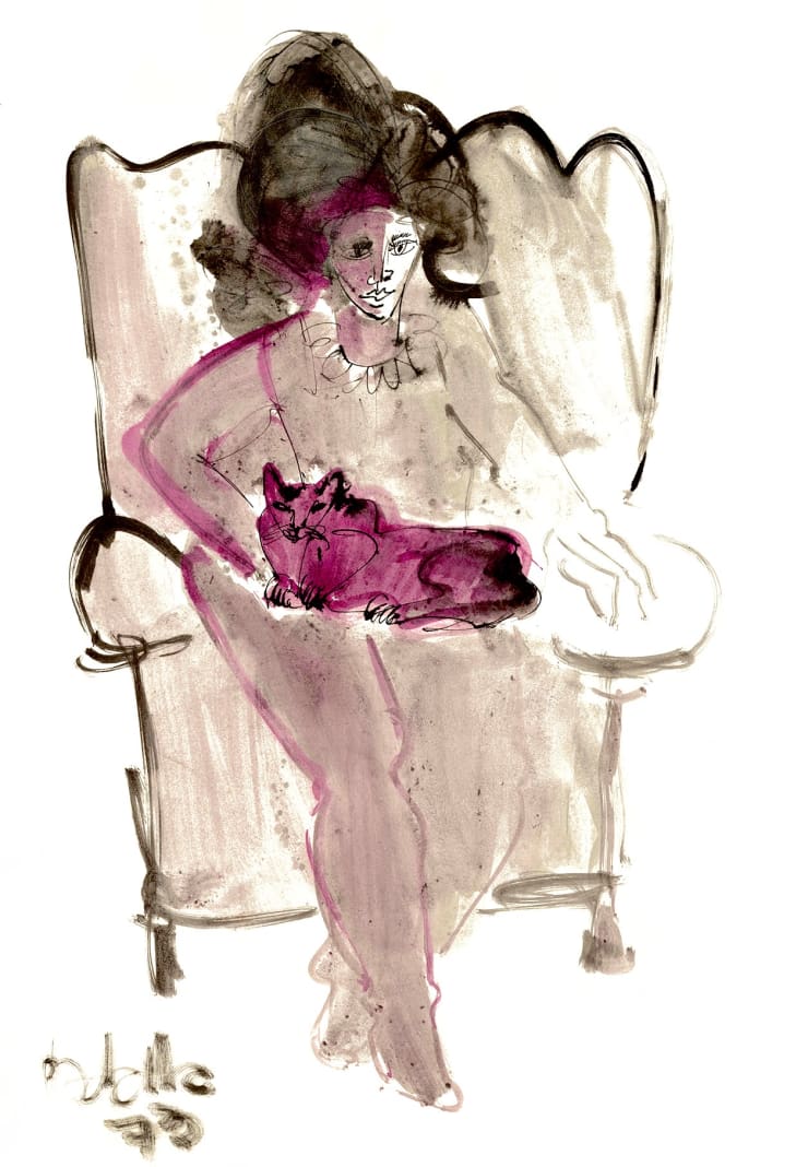 Miguel Angel Batalla, Lady Portrait Ink 1 Front, 2022