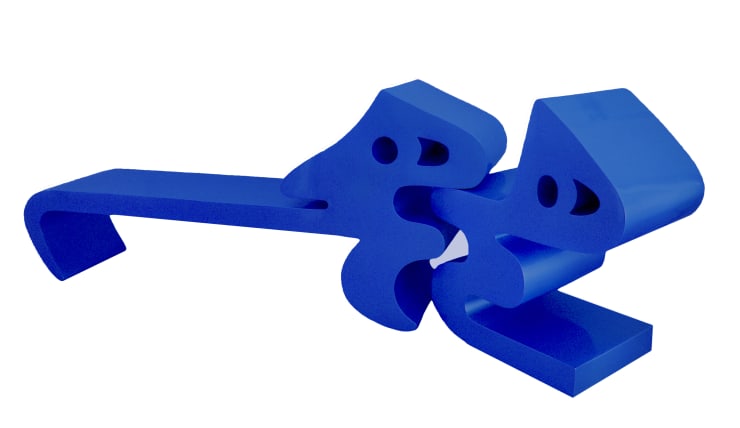 Parviz Tanavoli, Blue Heech Bench and Chair, 2014