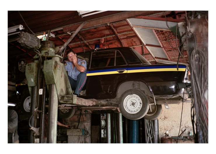 Vinca Petersen, Tired Cop, Crimea, 2000, C-type, 12.7 x 17.8 cm, 5 x 7 in. Edition of 20 plus 3 artist's proofs.