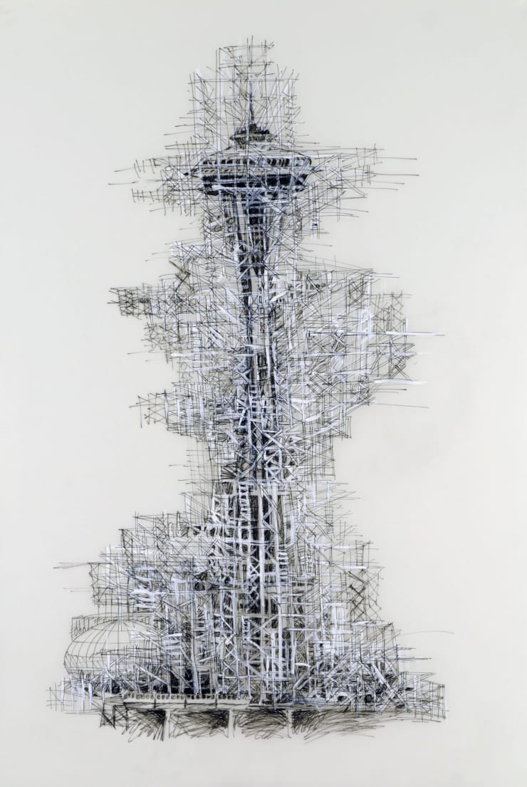 Deborah Aschheim, Needle (In My Dream Erased by a Cloud of Scaffolding, Receding into the Overcast Seattle Sky), 2009
