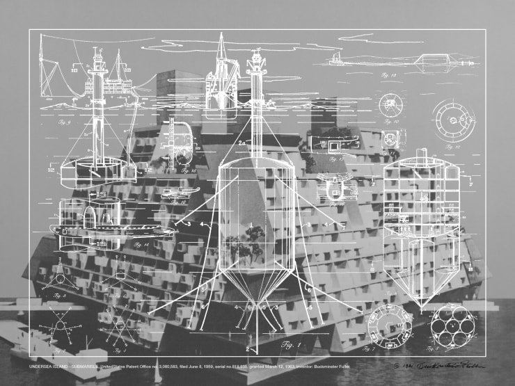 Buckminster Fuller, Undersea Island - Submersible, From Inventions Portfolio, Edition 7 of 60, 1981