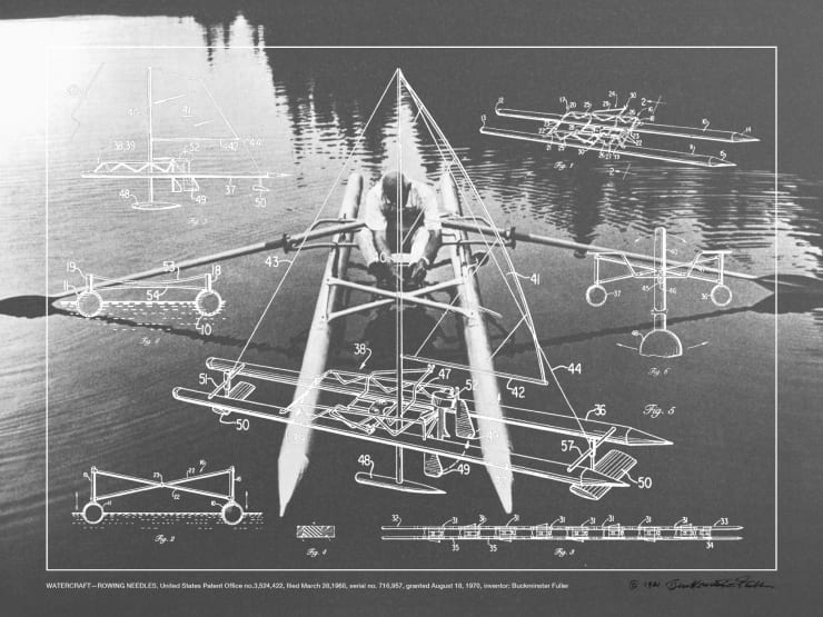 Buckminster Fuller, Watercraft - Rowing Needels, From Inventions Portfolio, Edition 7 of 60, 1981