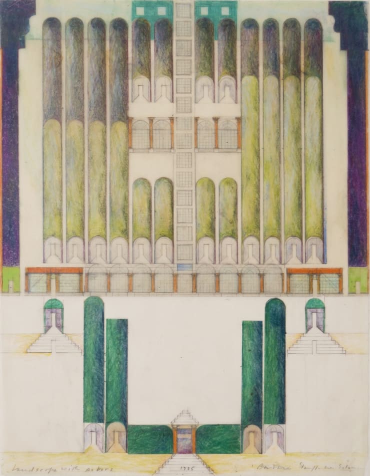 Barbara S. Solomon, Landscape with Arbors, 1983