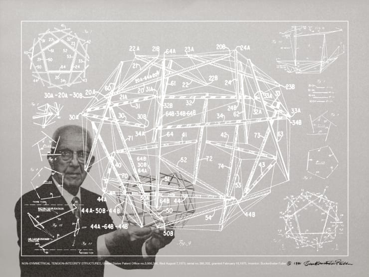Buckminster Fuller, Non-Symmetrical, Tension-Integrity Structures, From Invention Portfolio, Edition 7 of 60, 1981