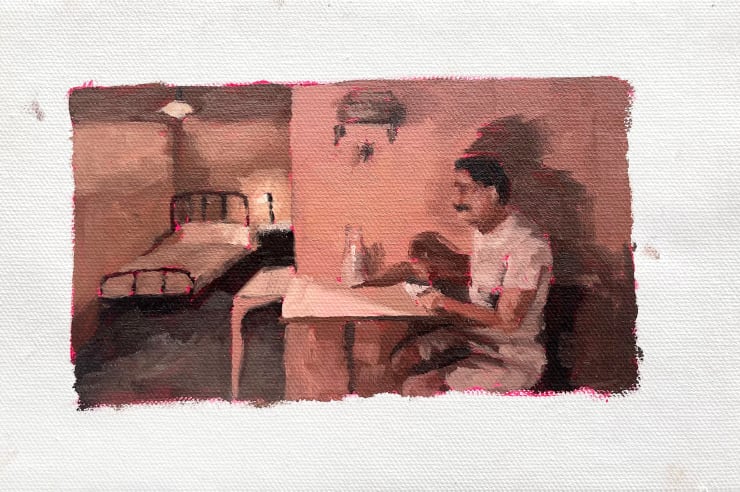 Pascual Ovalle The Grand Budapest Hotel II, 2023 Oil on canvas 16 x 23 cm