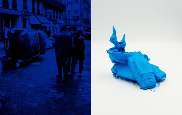 Alfredo Da Venezia DS68 - Barbey/Klein A , 2019 Digital print photography mounted on a rigid methacrylate plate of a PLA 3D printing object and intervened photography. 70 x 110 cm