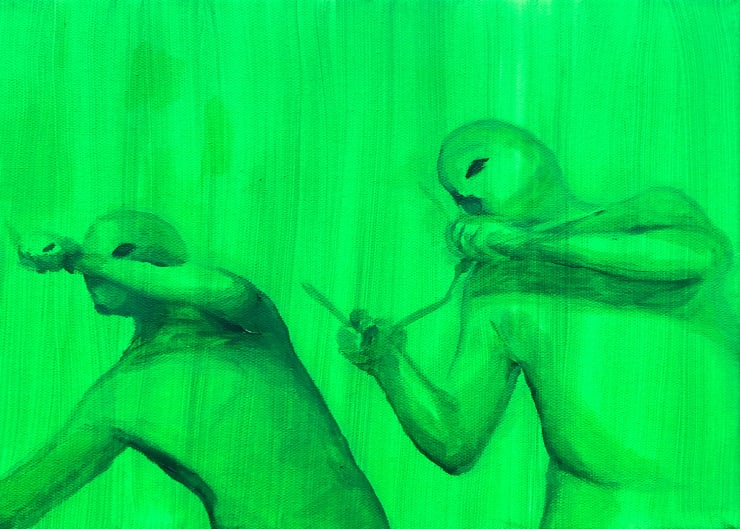 André Strahinja La capa de Superman I, 2022 Óleo sobre tela 30 x 25 cm