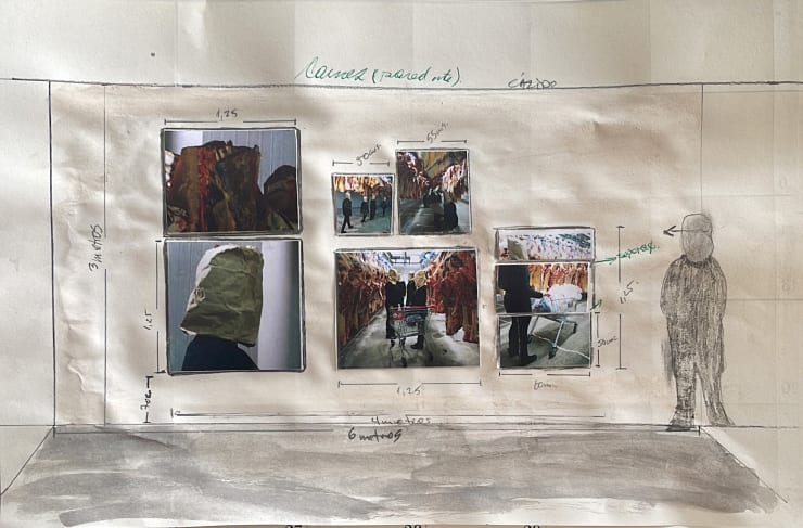 Hipermercado Casino Boceto montaje Información privilegiada I, 2014 Graphite and printed photographs glued on paper 29 x 41 cm