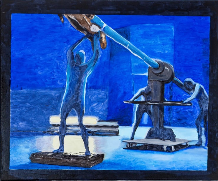 André Strahinja El Vuelo, 2023 Óleo sobre tela Serie Chroma Blue Men 50 x 60 cm