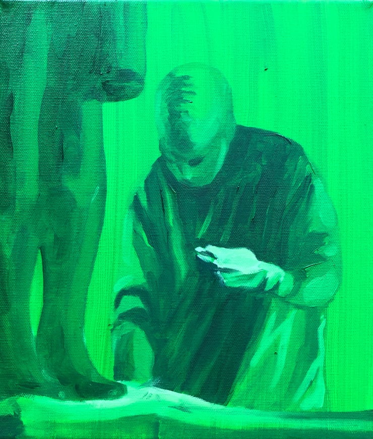 André Strahinja La capa de Superman II, 2022 Óleo sobre tela 25 x 30 cm