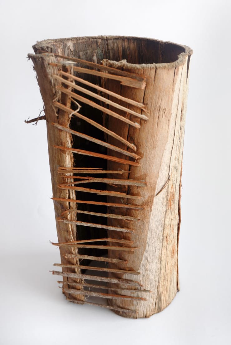 Virginia Guilisasti Unión (Union), 2024 Sculpture made of found wood and pieces of tree barks 20 x 37 x 20 cm