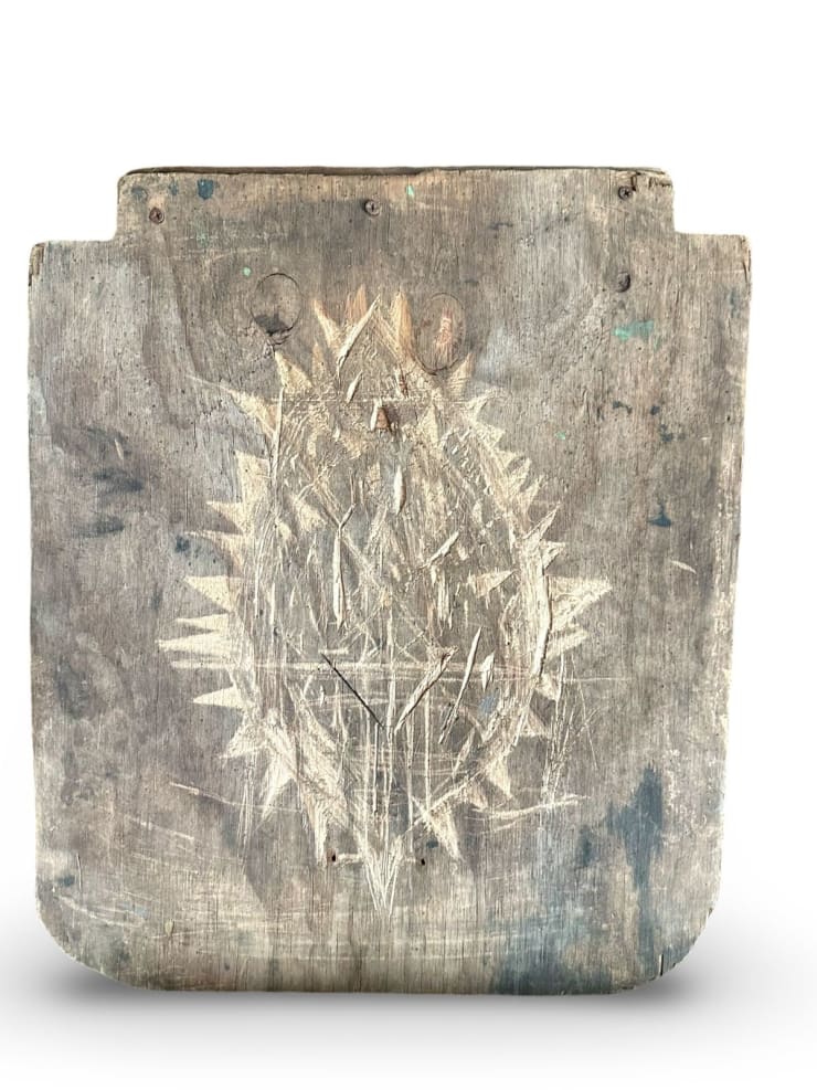 Virginia Guilisasti Semilla (Seed), 2024 Drawing on found wood 50 x 42,5