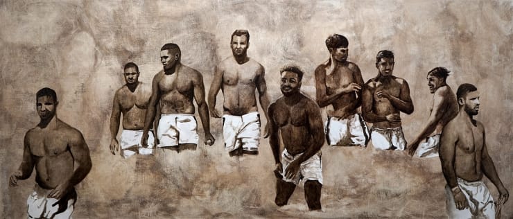 Juan Pablo Mejías White bathing suit, 2023 Óleo y esmalte sobre tela 120 x 50 cm