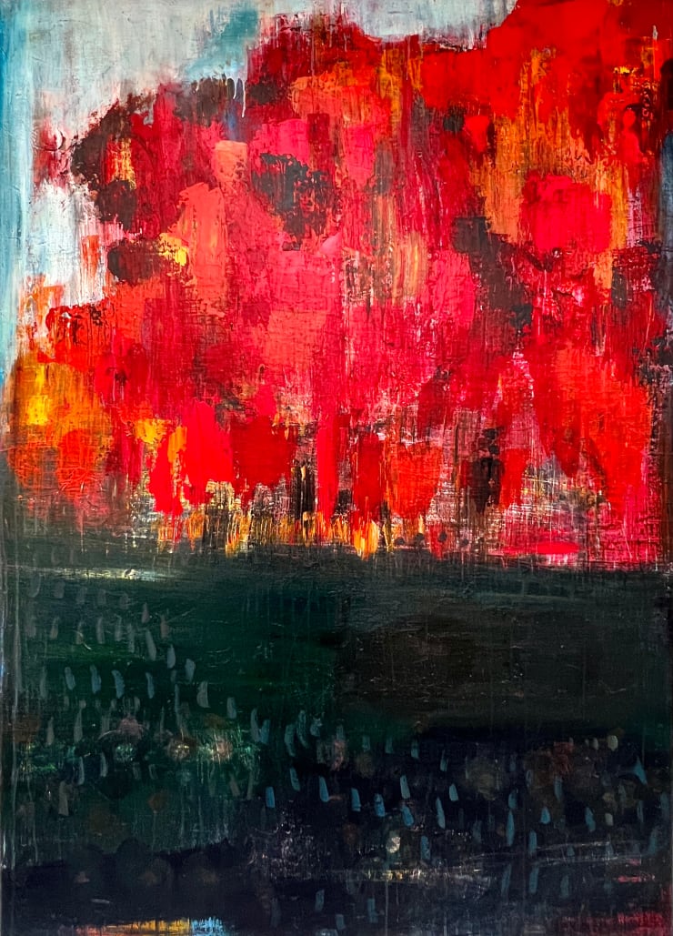 Carlos Llanes, La noche se nos hila roja - the night turned red, 2022