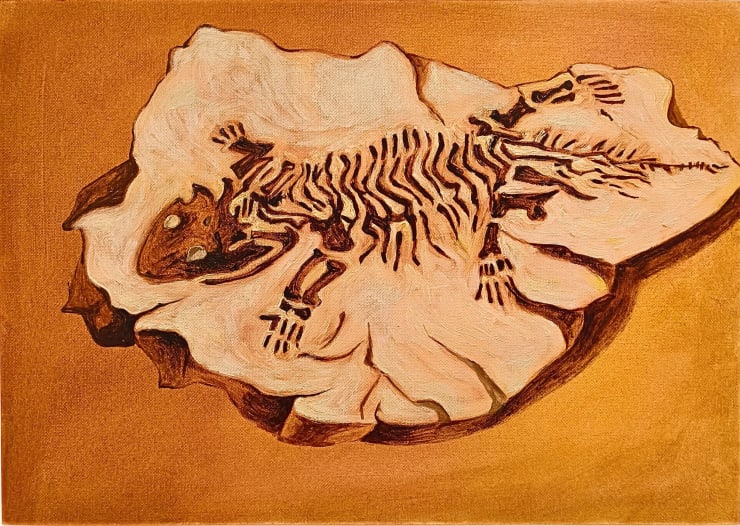 Prabhakar Pachpute, Museum Menageries 44 (The fossil reptile), 2025