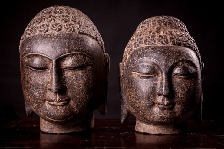 Male Shakyamuni Stone Carved Buddha Heads