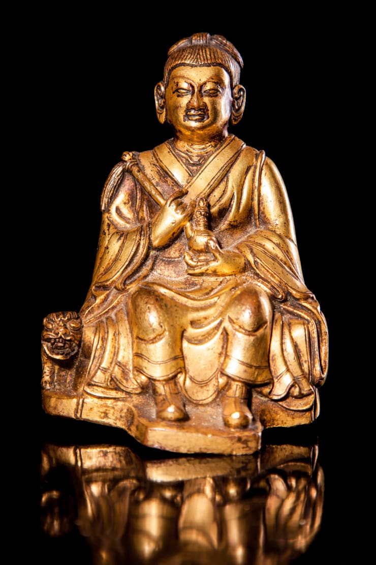 Gilt Bonze Figure of Upasaka Dharmatala