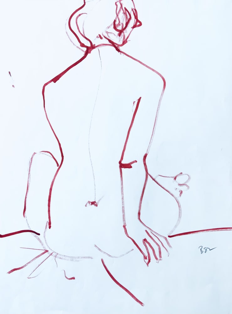 Freeman W. Butts Seated in Red, 1982 Ink on paper 24 x 18 inches Signed lower right