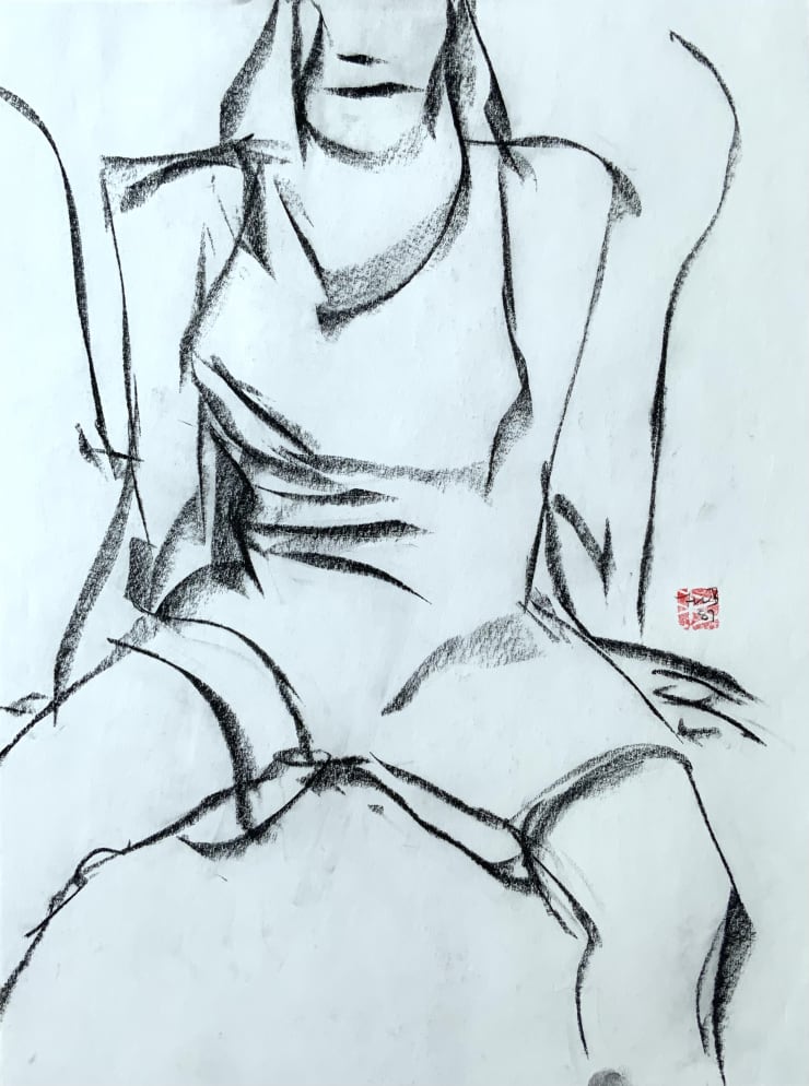Freeman W. Butts Game, 1987 Charcoal on paper 24 x 18 inches Signed center right