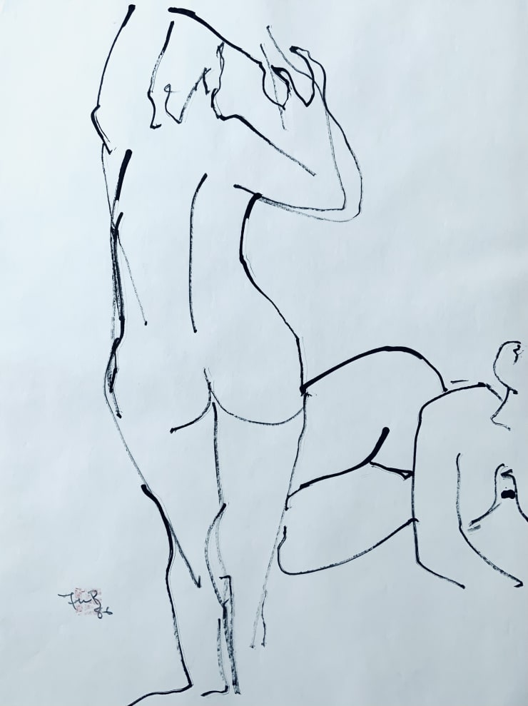 Freeman W. Butts Statuesque, 1986 Ink on paper 24 x 18 inches Signed lower left