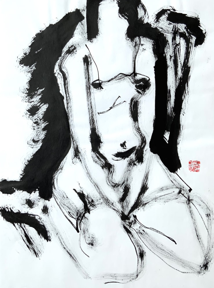 Freeman W. Butts Pondering Pose, 1987 Ink on paper 24 x 18 inches Signed center right