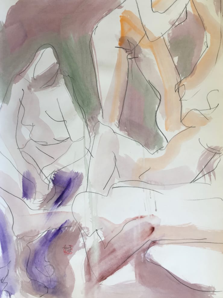 Freeman W. Butts, A Group of Figures Outside, 1983