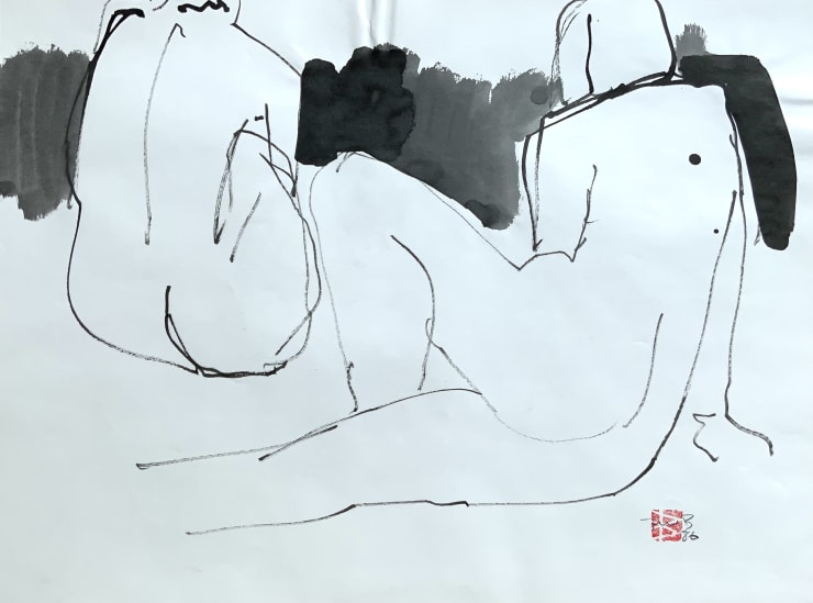 Freeman W. Butts Backs Facing, 1986 Ink on paper 18 x 24 inches Signed lower right