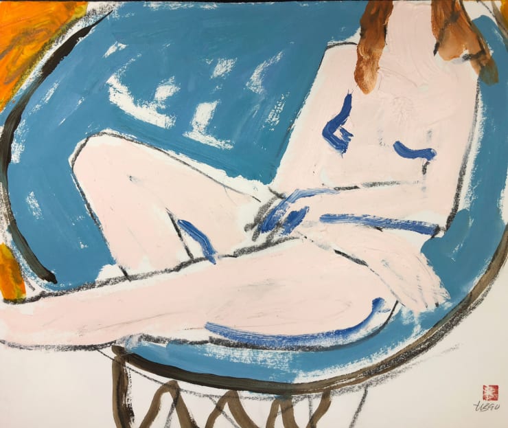 Freeman W. Butts Figurative Artwork by Freeman W. Butts (1928-1998), 1990 Charcoal and acrylic on cotton rag paper. Artist stamp, initials, and date. 14 x 17