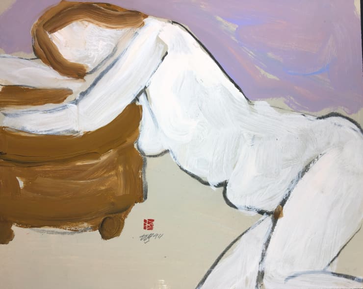 Freeman W. Butts Figurative Artwork by Freeman W. Butts (1928-1998), 1994 Charcoal and acrylic on cotton rag paper. Artist stamp, initials, and date. 14 x 17