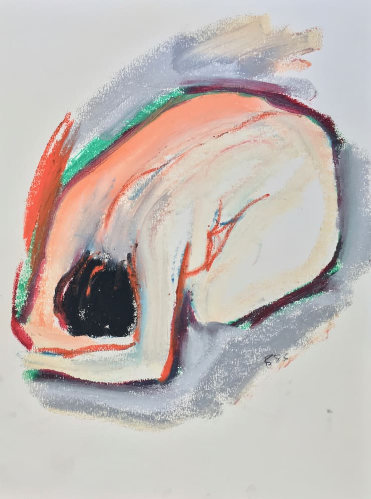 Freeman W. Butts Curled up Nude, 1983 Mixed Medium, Ink, charcoal, acrylic, oil pant stick on paper 24 x 18 inches