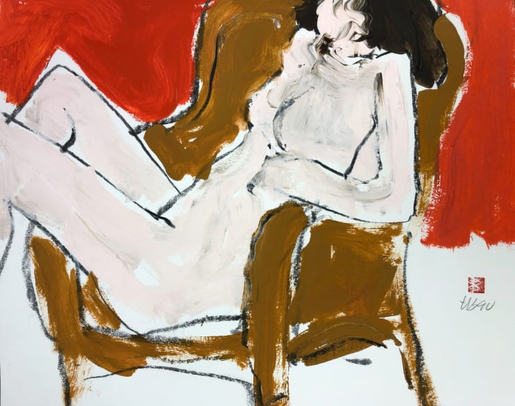 Freeman W. Butts Figurative Artwork by Freeman W. Butts (1928-1998), 1990 Charcoal and acrylic on cotton rag paper. Artist stamp, initials, and date. 14 x 17