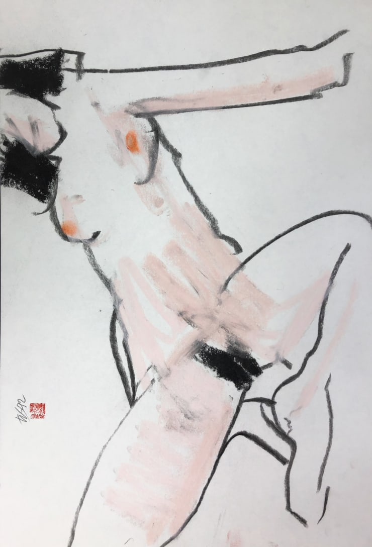 Freeman W. Butts Figurative Artwork by Freeman W. Butts (1928-1998), 1990s Drawings done in Chalk pastel, pencil, and charcoal. Artist stamp, initials, and date. 18 x 12