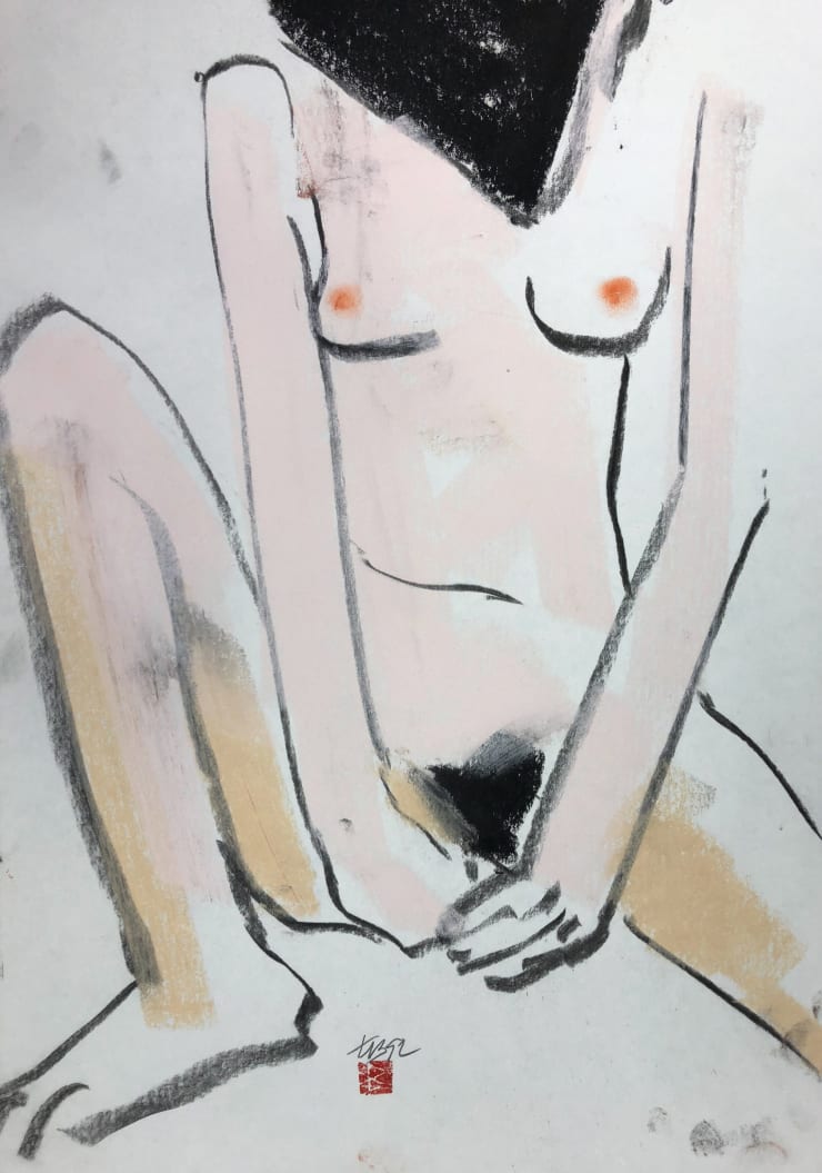 Freeman W. Butts Figurative Artwork by Freeman W. Butts (1928-1998), 1990s Drawings done in Chalk pastel, pencil, and charcoal. Artist stamp, initials, and date. 18 x 12