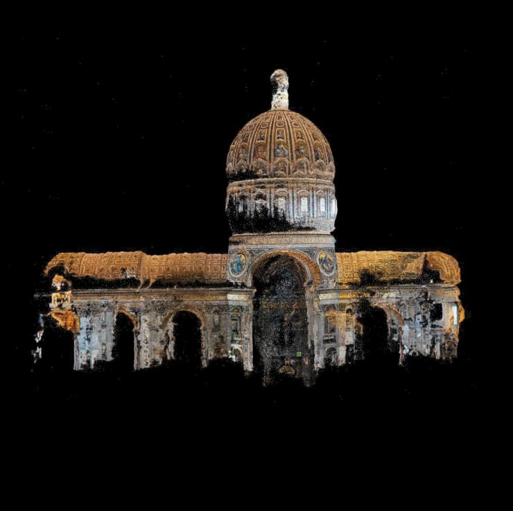 Philip Groening Statistical View of St. Pietro - Sideview, 2019 Tricoia, HDF, print on acrylic glass, LEDs 39 ½ x 39 ½ x 4 ½ in 100 x 100 x 12 cm Edition 2 of 5 + 2 AP