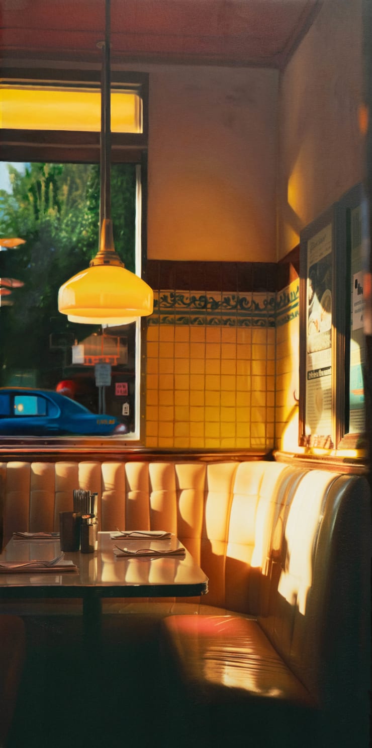 Yigal Ozeri Warm Embrace, 2024 Oil on canvas 48 x 24 in 121.9 x 61 cm