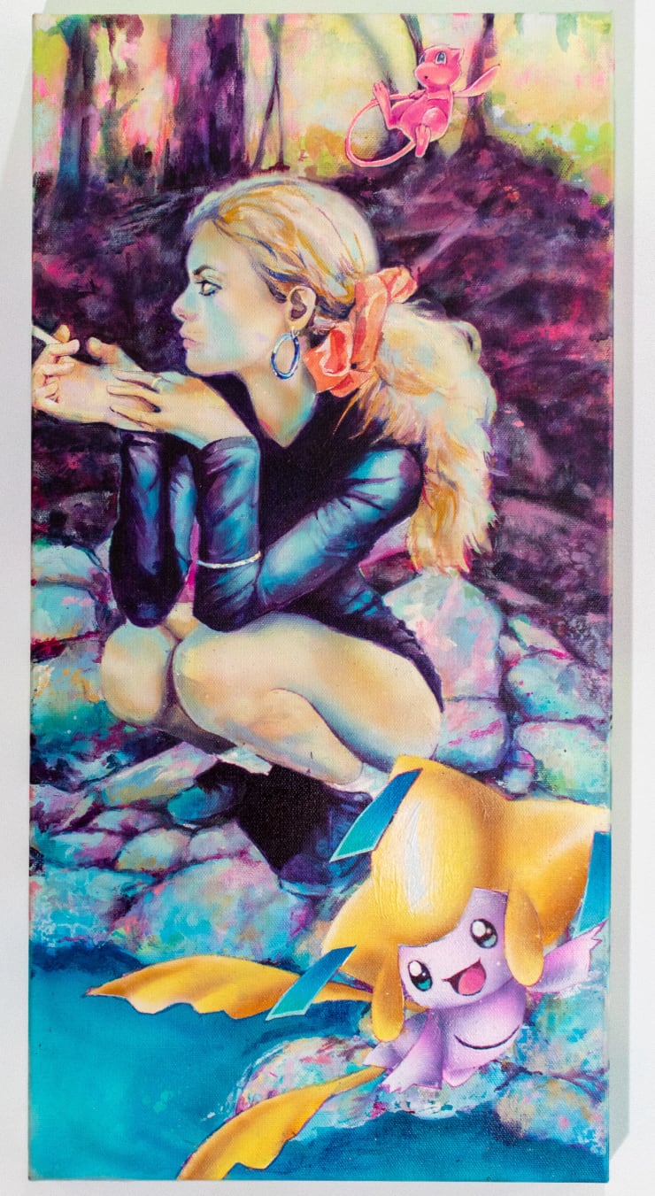 Angel Lovecraft My friends Taryn and Jirachi, 2022 Acrylic, airbrush, marker 12 x 24 1/2 x 2 1/2 in 30.5 x 62.2 x 6.3 cm