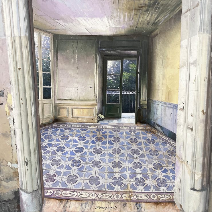 Matteo Massagrande Foschia al mattino, 2020 Oil and mixed media on board 16 x 16 in 40 x 40 cm