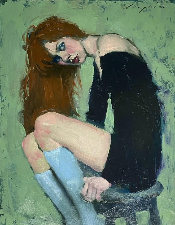 Malcolm Liepke, Girl on a Stool, 2022