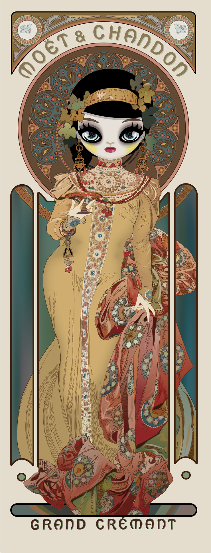 Mari Kim, Moet & Chandon: Grand Cremant Imperial (homage to Alphonse Mucha), 2018