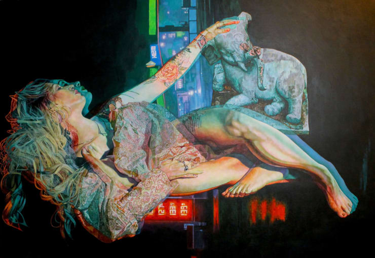 Sarah Muirhead Hypnagogia, 2023 Acrylic on wooden panel 27 1/8 x 33 1/8 x 3/4 in 69 x 84 x 2 cm