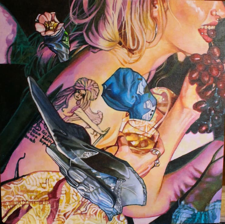Sarah Muirhead Oops , 2023 Acrylic on wooden panel 5 7/8 x 5 7/8 in 15 x 15 cm