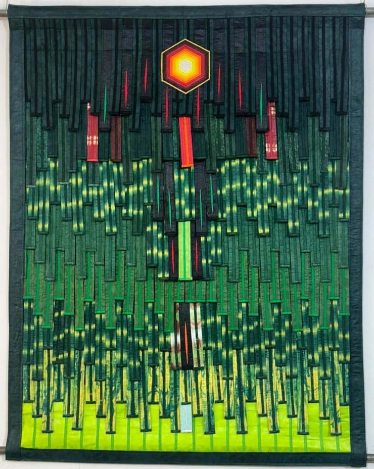 ABDOULAYE KONATÉ, Source de lumière hexagone No 2 sur fond vert émeraude, 2025