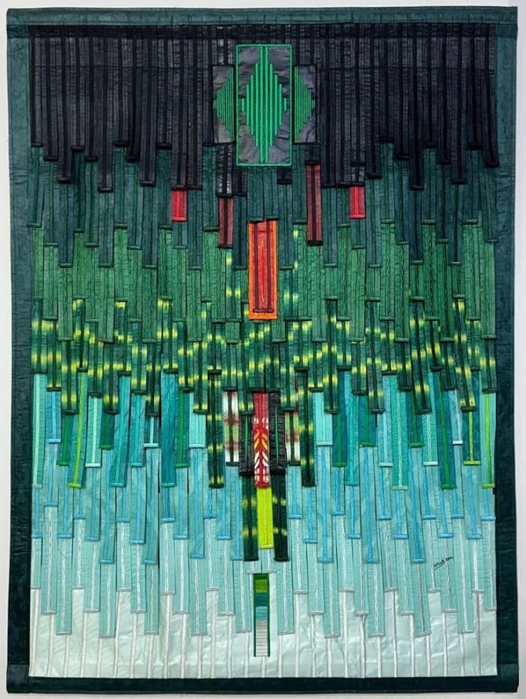 ABDOULAYE KONATÉ, Motifs de la Côte d'Ivoire sur fond vert, 2024