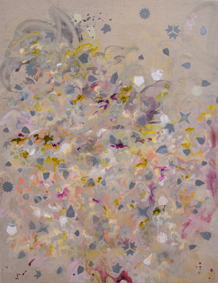 Abstract painting in pink hues Latifa Alajlan. Abidjan