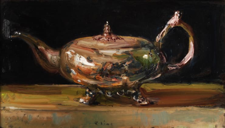 Douwe Elias, Zelfportret in platte pot, 2020